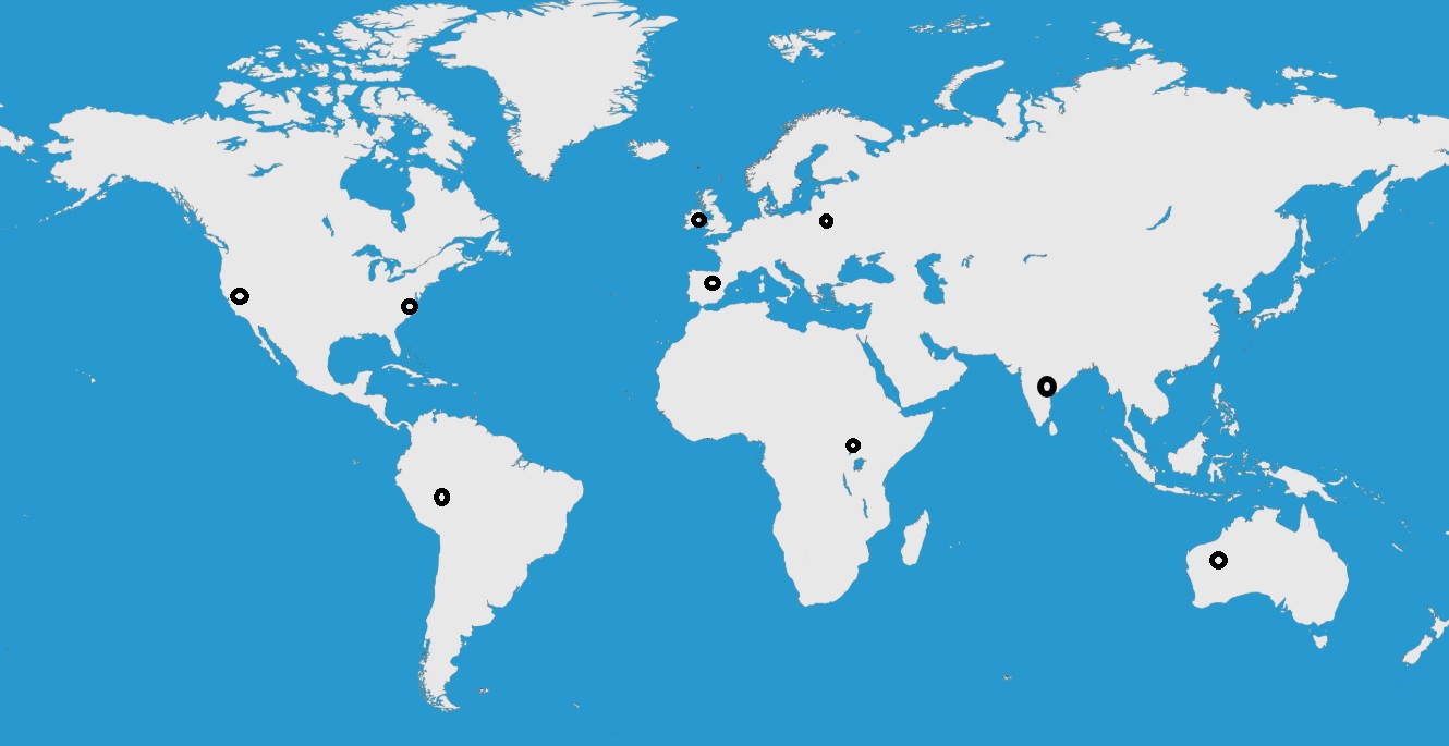 World map showing Hakura customer locations